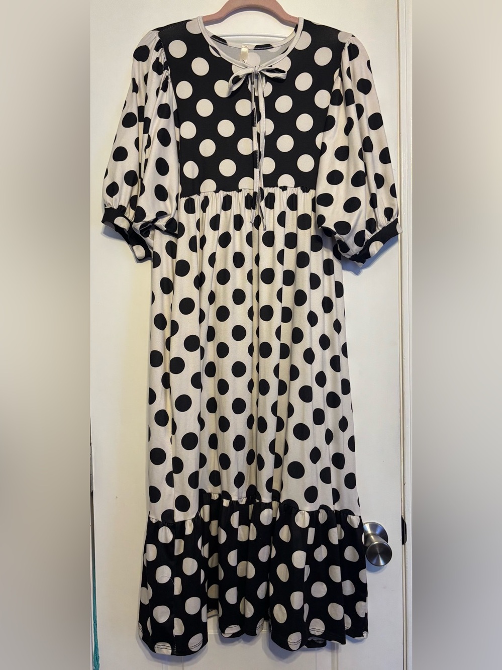 Celeste Black and White Polka Dot Maxi Dress